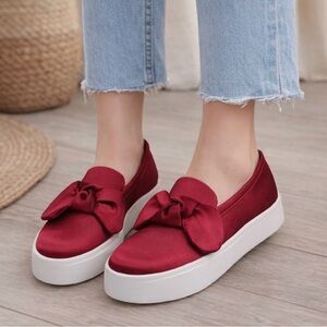 NWT Rebecca Minkoff Elegant Maroon or Cranberry Bow Slip-On Women's Shoes